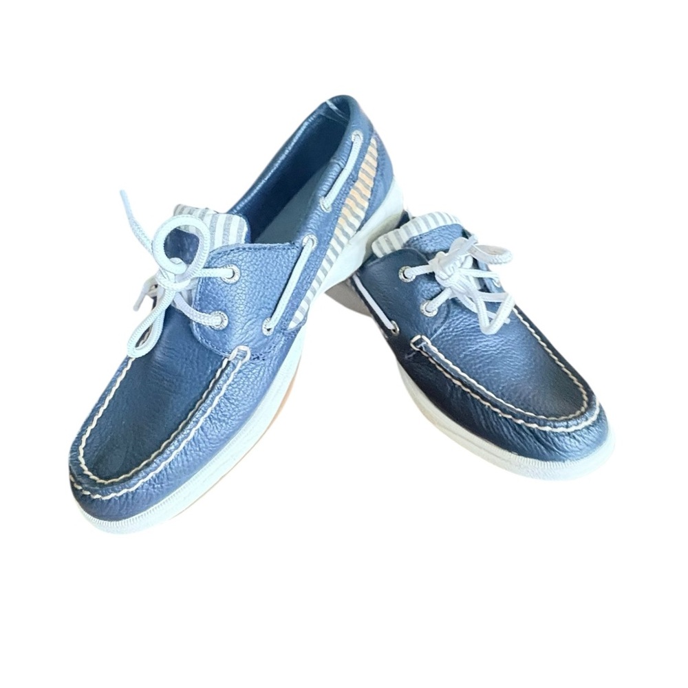 5 for $40 SALE! Sperry Top Sliders Navy & White Boat Shoes 7